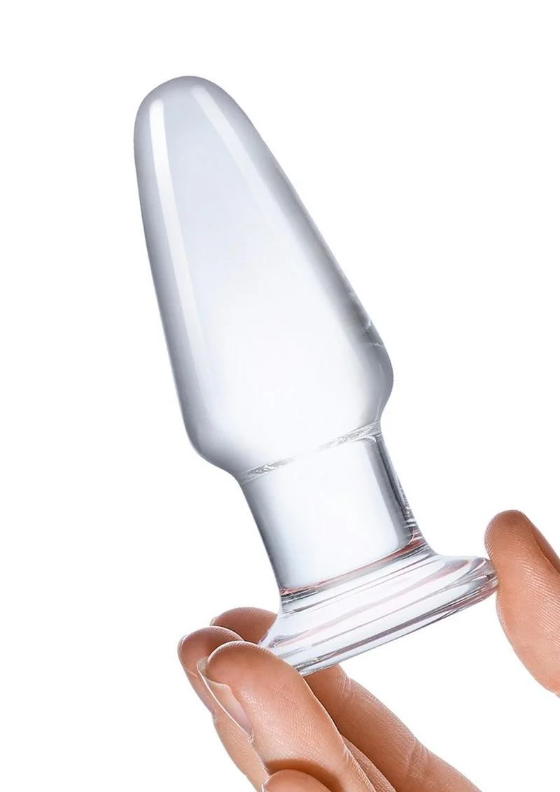 Gläs 3.5 Inch Glass Hand Blown Classic Clear Butt Plug - Image 2