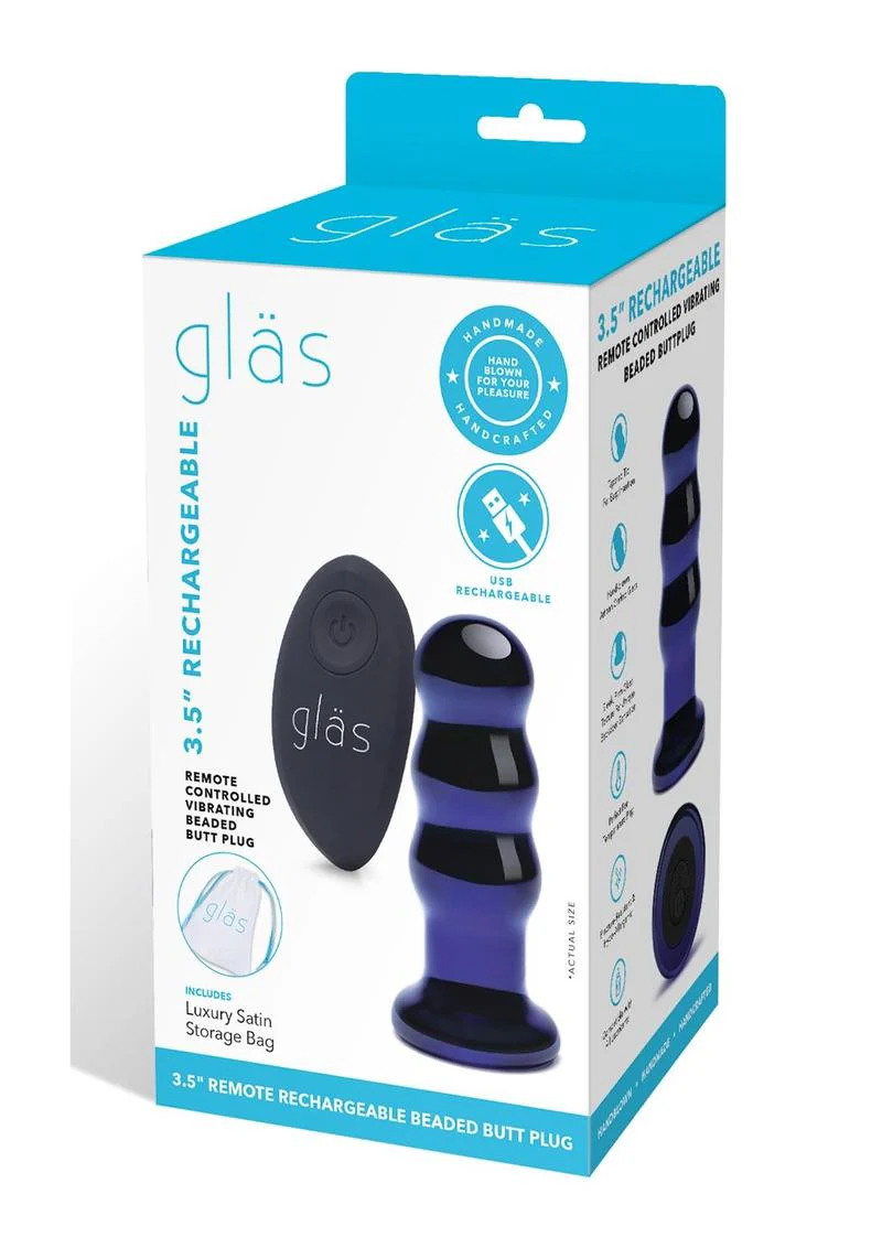 Gläs 3.5 Inch Rechargeable Remote Beaded Butt Plug - Image 4