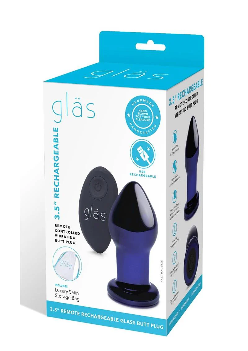 Gläs 3.5 Inch Rechargeable Vibrating Glass Butt Plug - Image 4