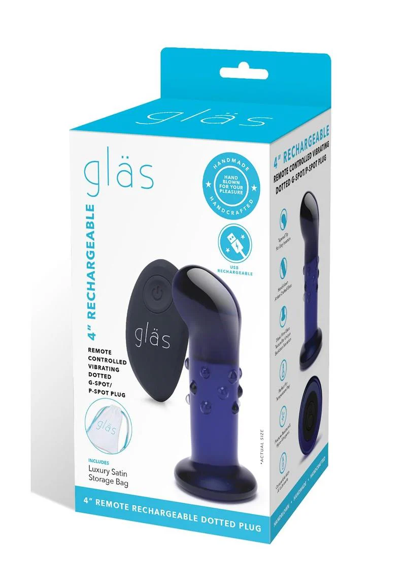 Gläs 4in Remote Rechargeable Dotted G-Spot and P-Spot Vibrating Plug - Image 4