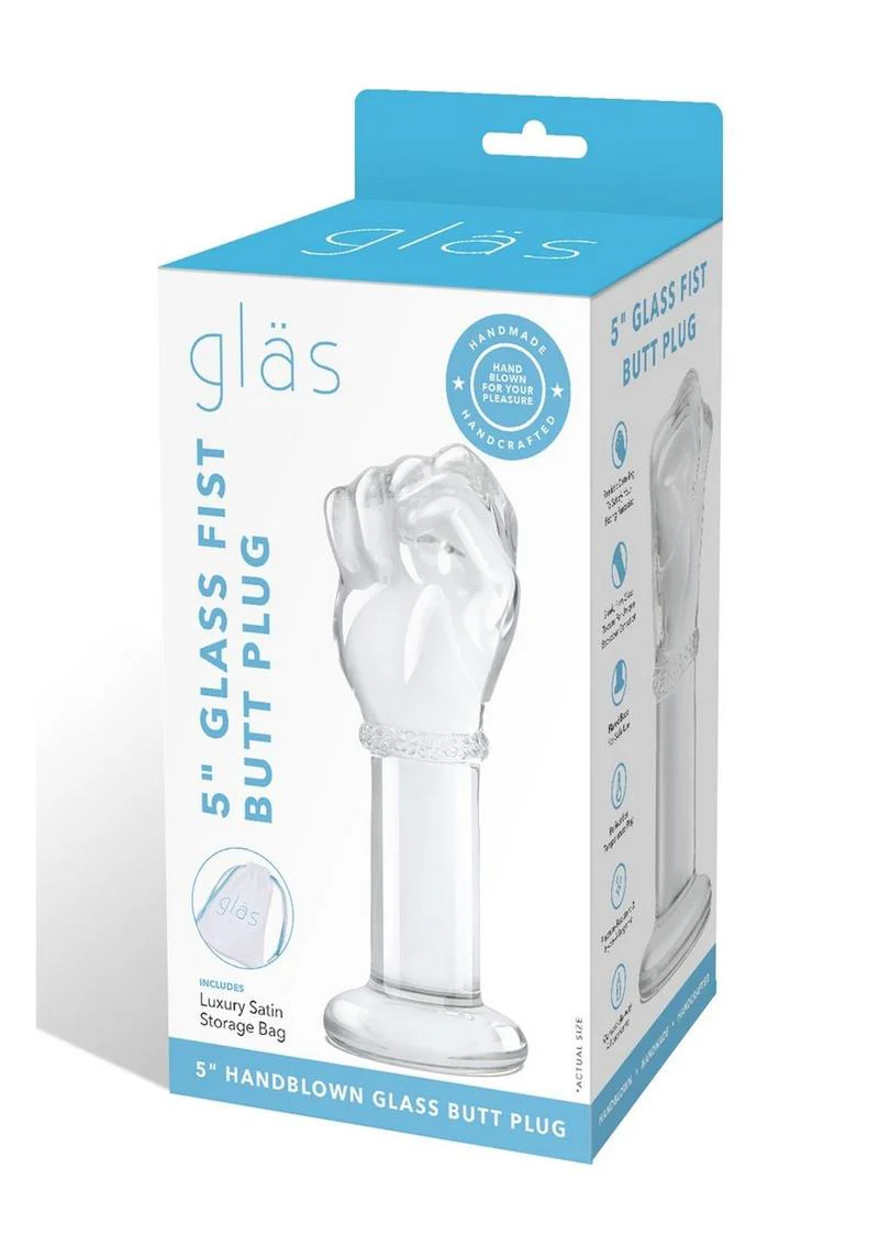 Glas 5" Glass Fist Butt Plug Handblown With Satin Storage - Image 4