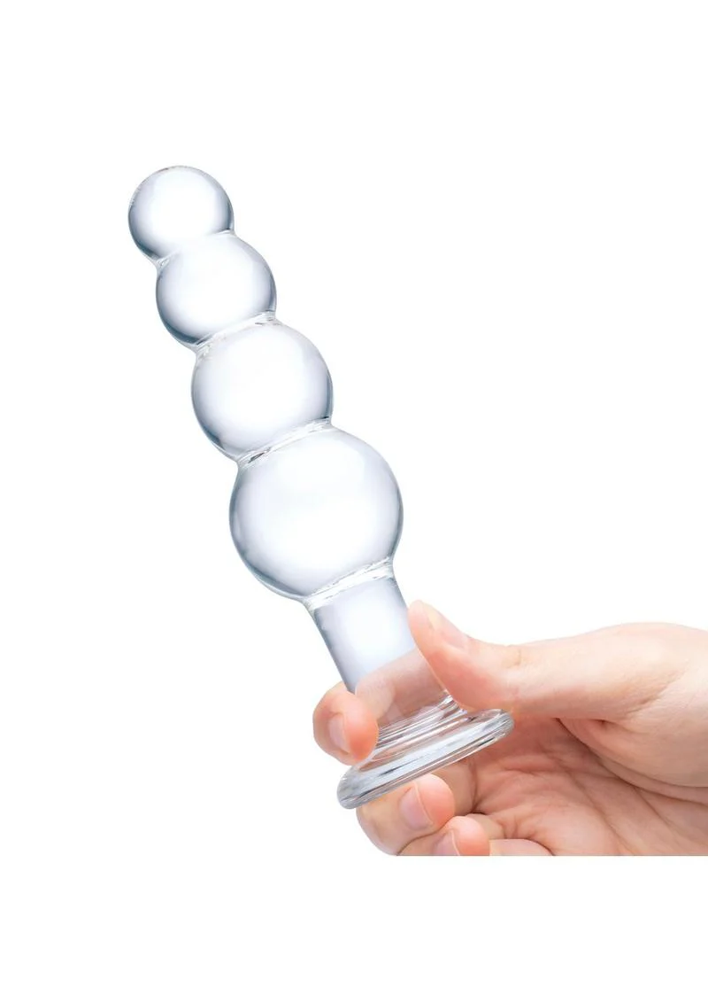 Gläs 7.25 Inch Beaded Hand Blown Glass Butt Plug - Image 3