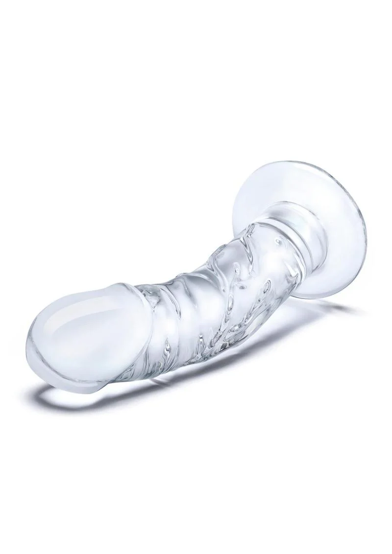 Glas Curved Realistic Glass Dildo with Veins - Image 2