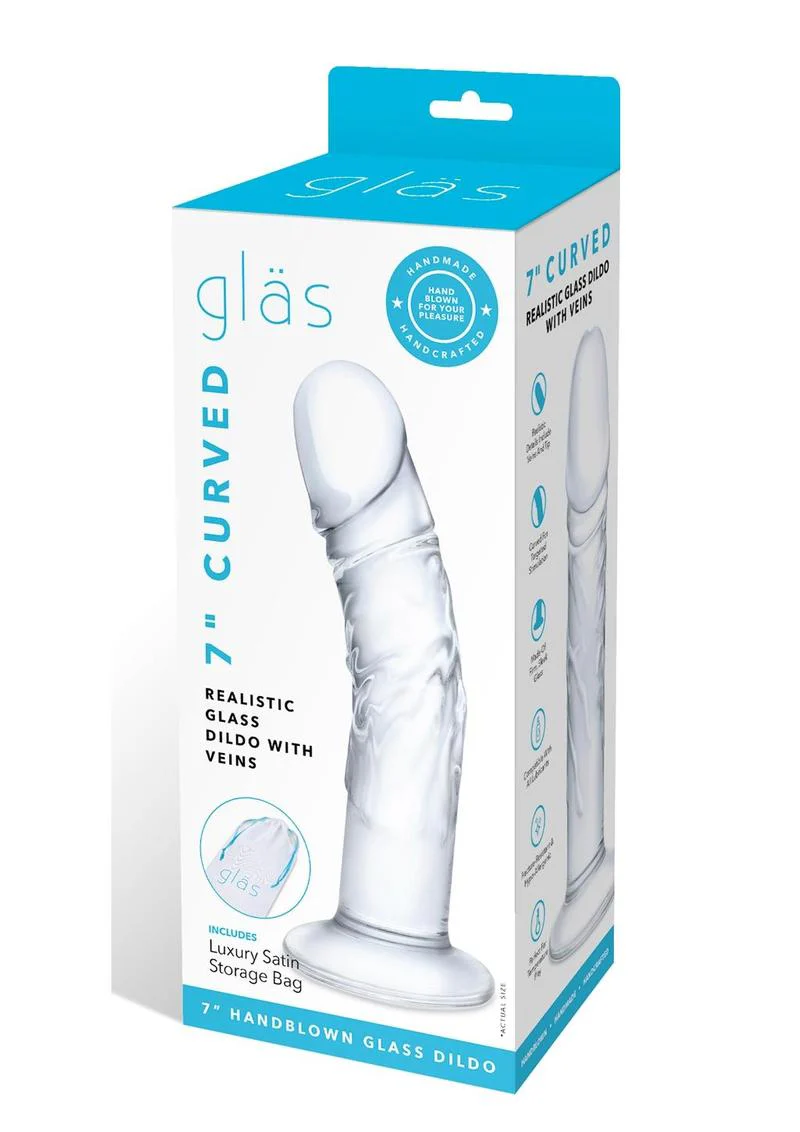 Glas Curved Realistic Glass Dildo with Veins - Image 4
