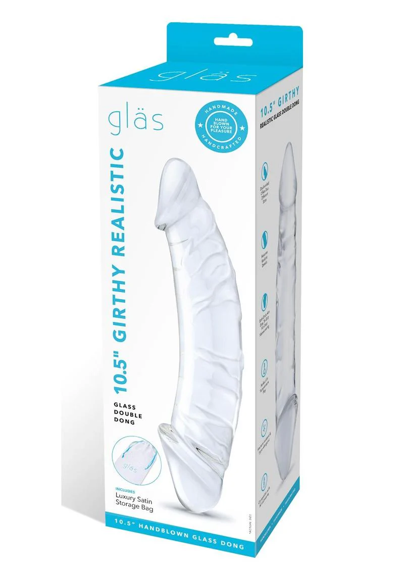 Glas Girthy Realistic Hand Blown Glass Double Dong - Image 4