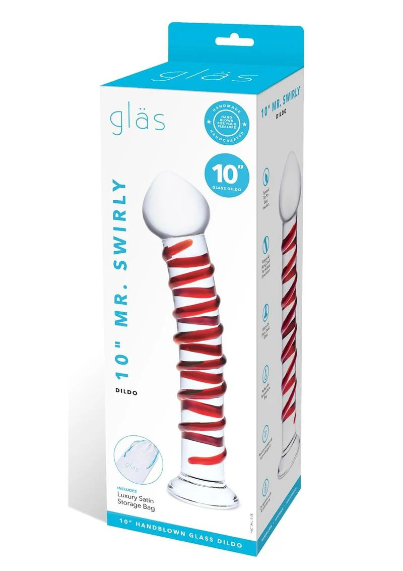 Glas Mr. Swirly Glass Dildo With Luxury Satin Storage Bag - Image 7