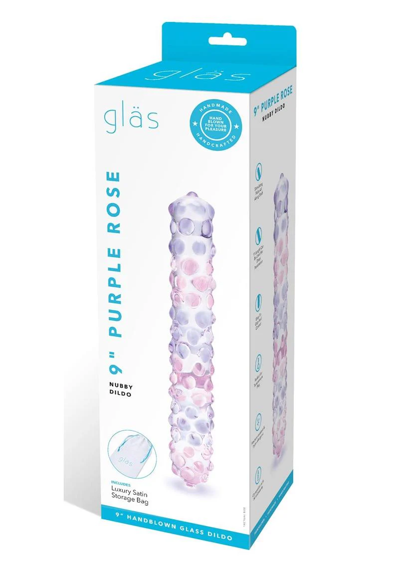 Glas Purple Rose Nubby Hand-Blown Glass Dildo - Image 4