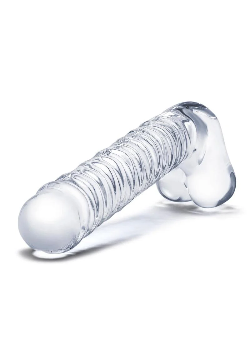 Glas Realistic Ribbed Glass G-Spot Dildo with Balls - Image 2