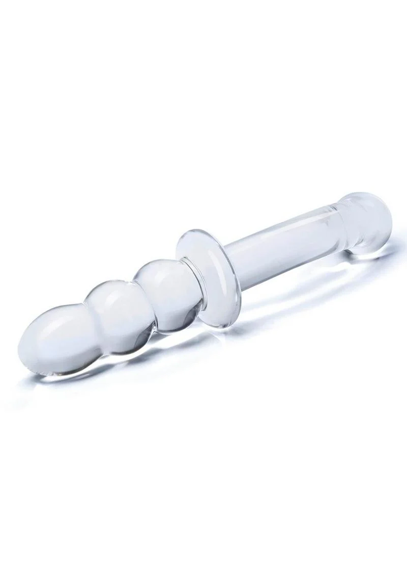 Glas Ribbed G Spot Glass Dildo With Luxury Satin Storage Bag - Image 2