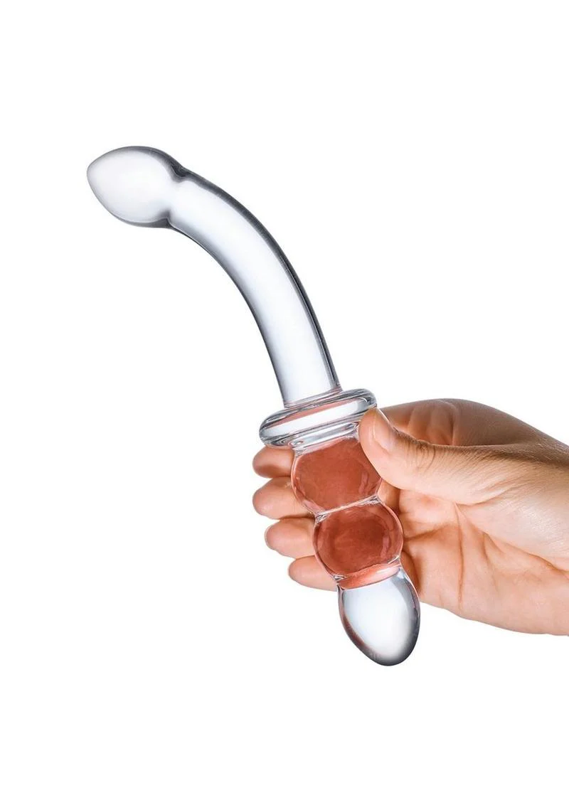 Glas Ribbed G Spot Glass Dildo With Luxury Satin Storage Bag - Image 3