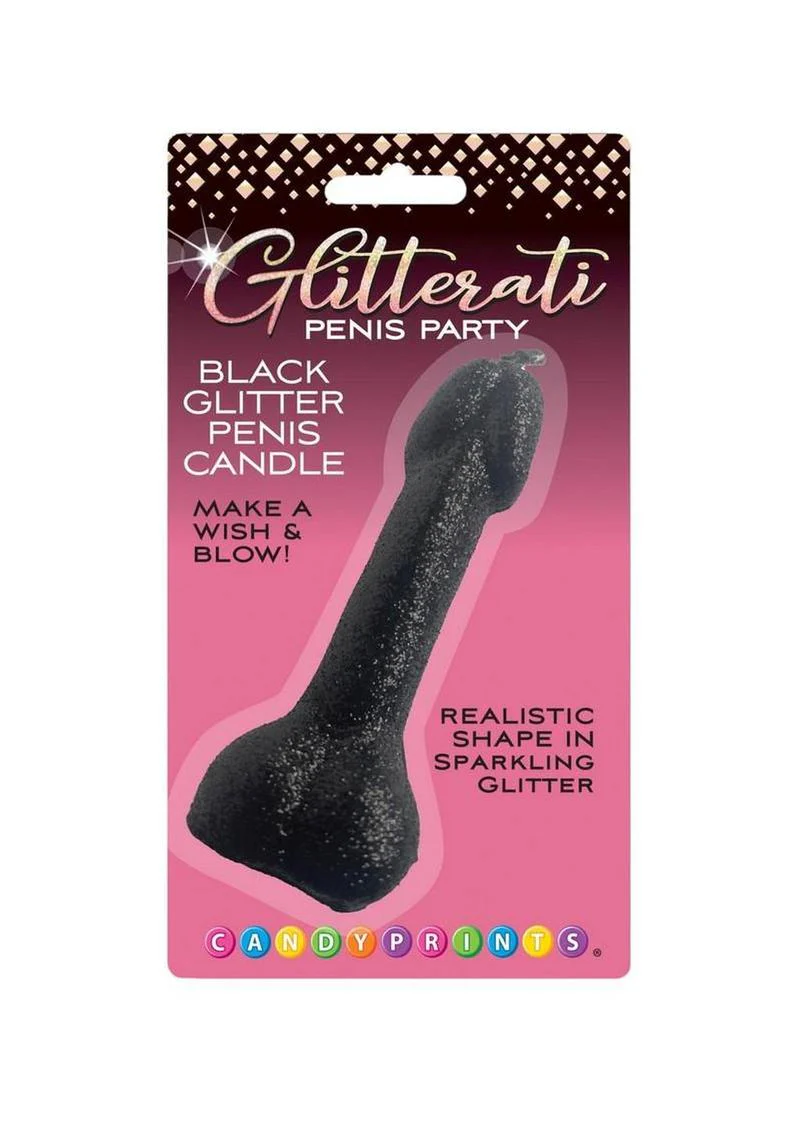 Glitterati Black Glitter Penis Candle Sparkling And Realistic Design - Image 2