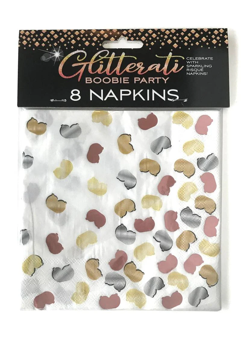 Glitterati Boobie Party Napkins 8 Multicolor Napkins for Adult Parties - Image 3