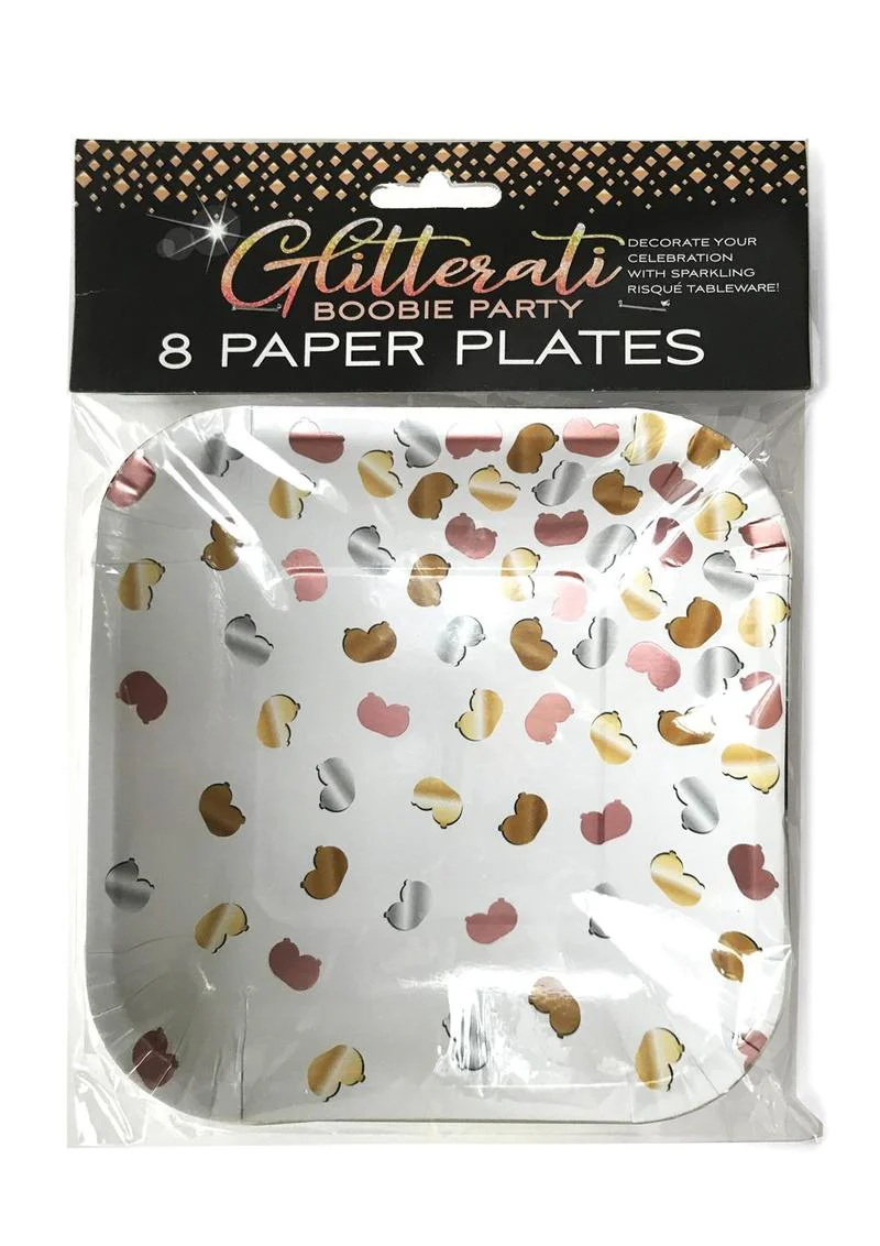 Glitterati Boobie Party Paper Plates Set of 8 Multicolor - Image 3