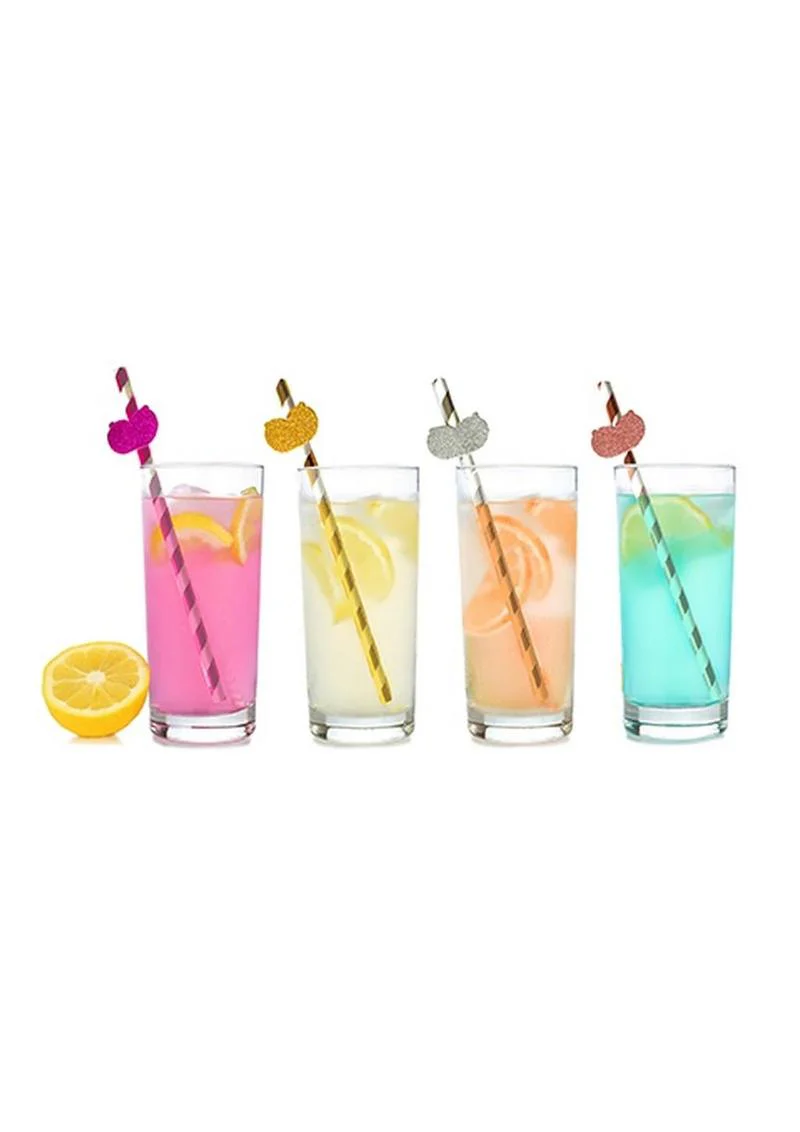 Glitterati Boobie Party Tall Straws 8-Pack Assorted Glitter Colors - Image 2
