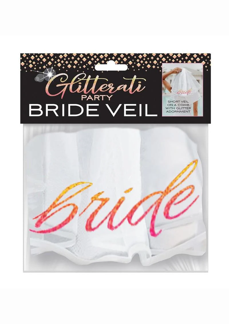 Glitterati Bride Veil White with Rose Gold Bride Design - Image 2