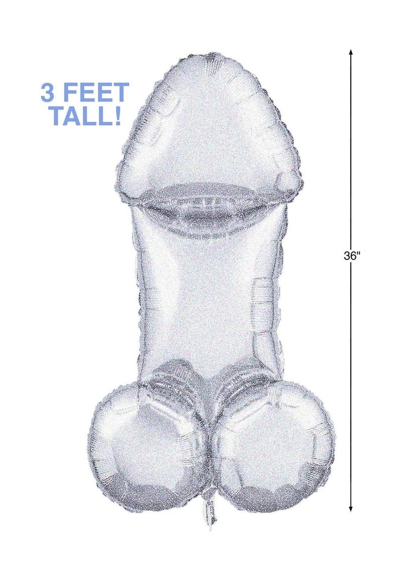 Glitterati Disco Party Balloon 3ft Silver Sparkle Naughty Party Décor