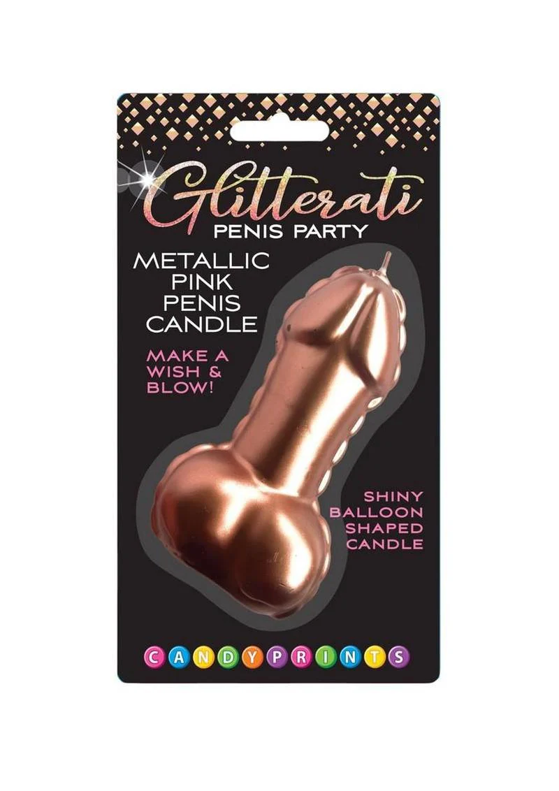Glitterati Metallic Pink Penis Candle Fun Naughty Party Candle Gift - Image 2