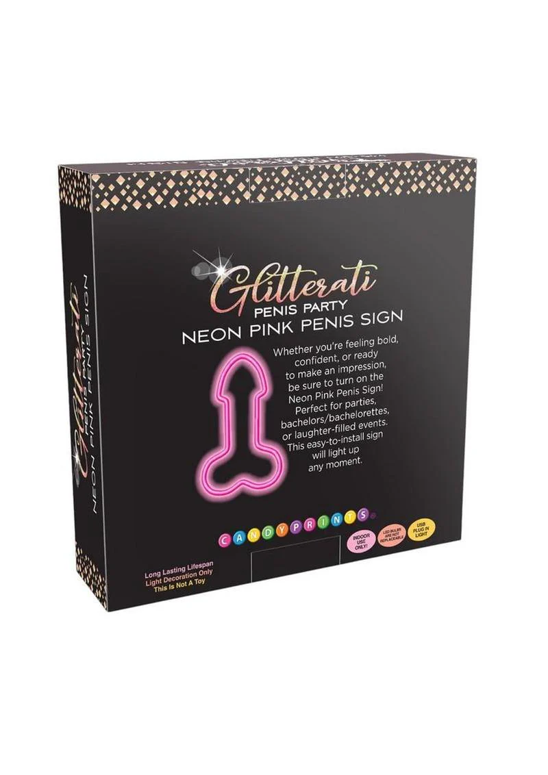 Glitterati Neon Pink Penis Sign - Image 3