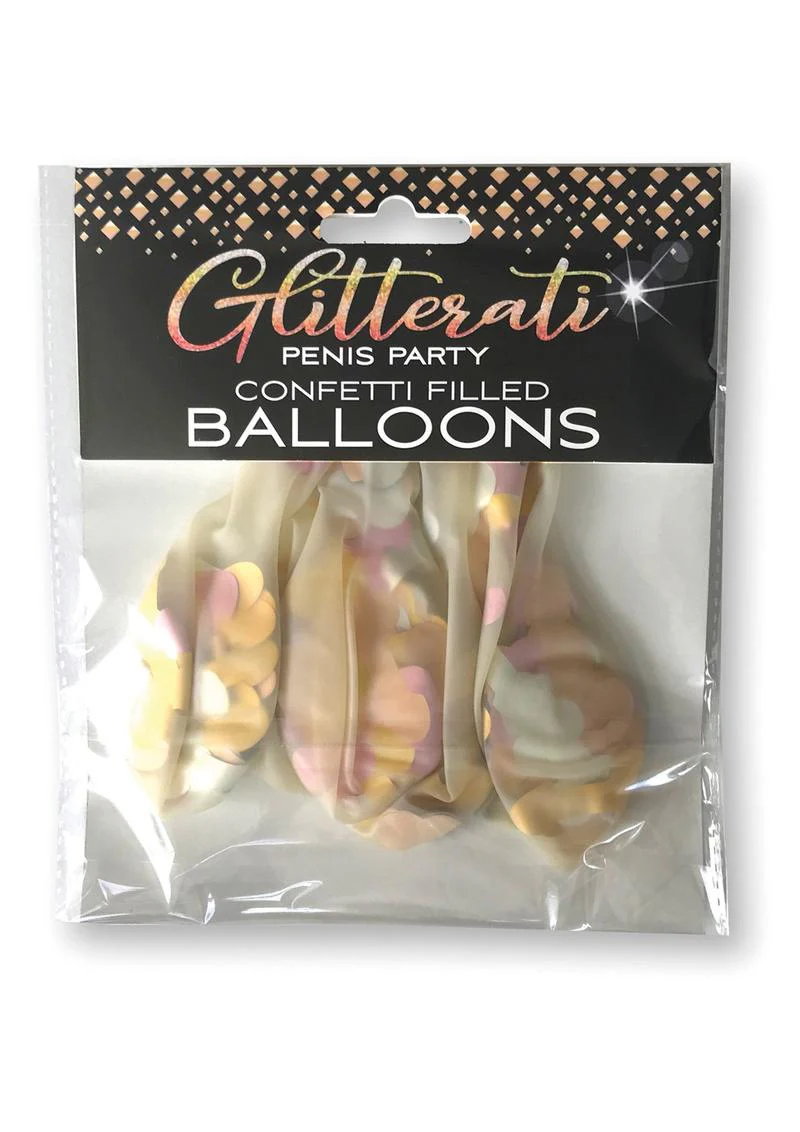 Glitterati Penis Party Confetti Filled Balloons Cheeky Design 5-Pack - Image 2