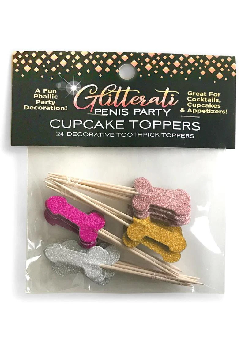 Glitterati Penis Party Cupcake Toppers 24 Decorative Toothpicks - Image 3