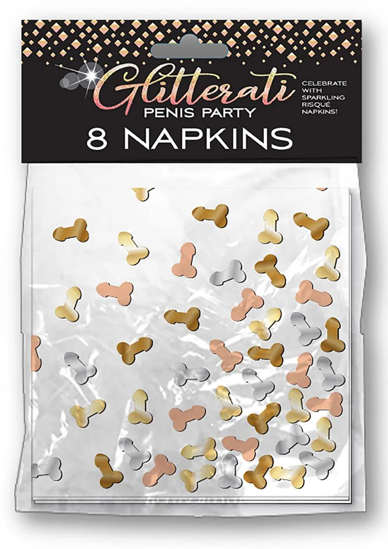 Glitterati Penis Party Napkins Fun And Sparkling Adult Party Napkins - Image 3