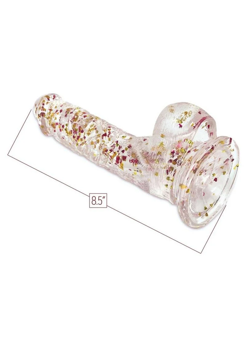 Glittergasm Clear Glitter Dildo With Balls & Suction Cup - Image 2
