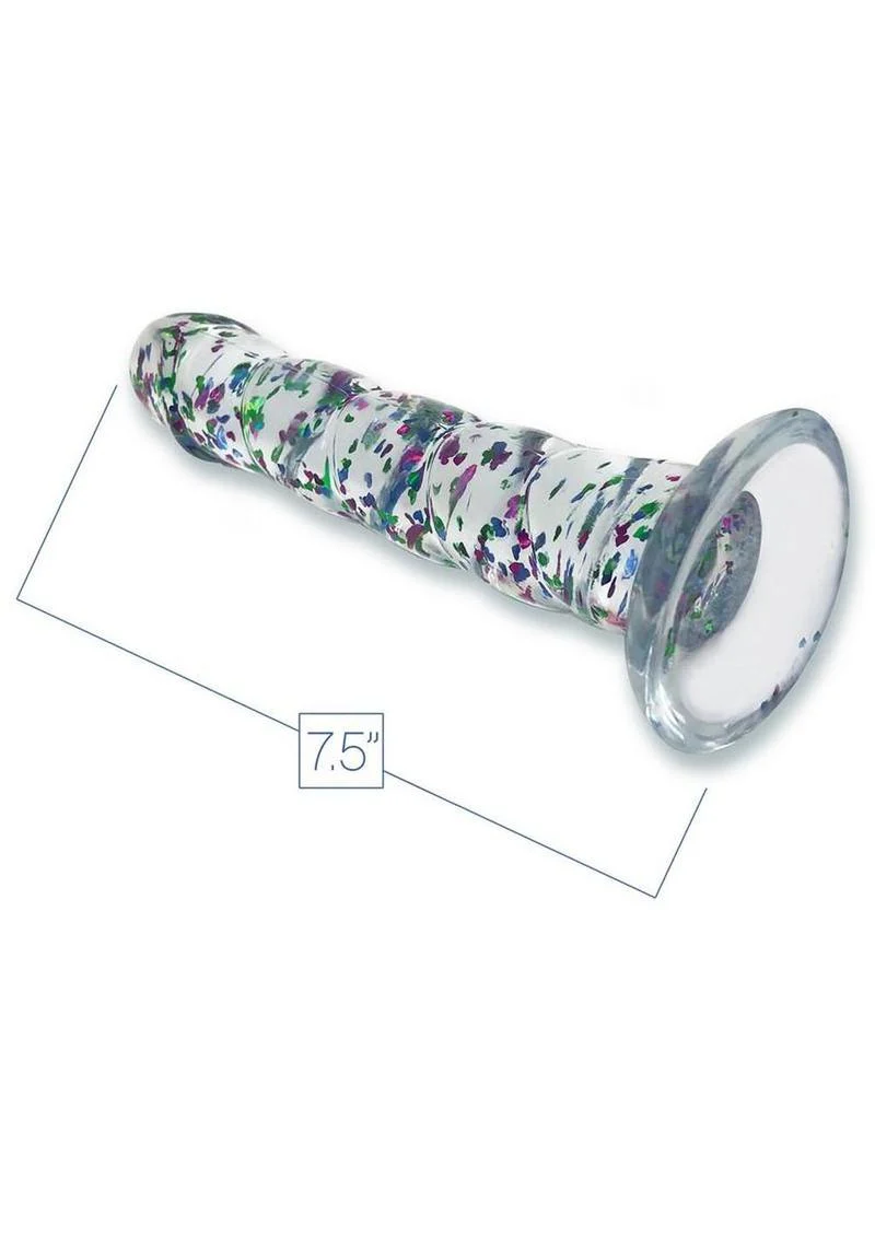 Glittergasm Swirl Clear Glittery Designed Dildo With Suction Cup - Image 2