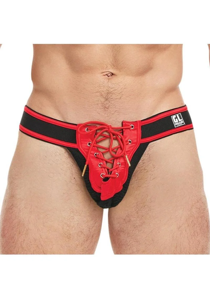 Goal Line Lace-Up Jockstrap (S/M) - Red - Image 6