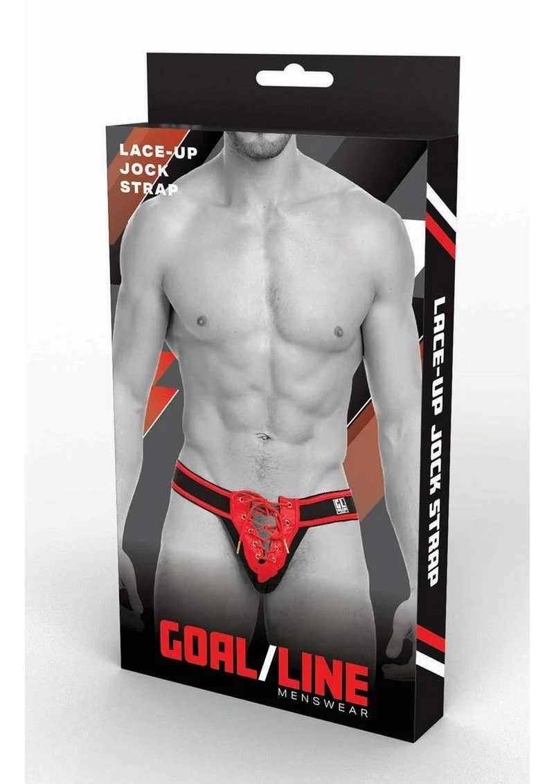 Goal Line Lace-Up Jockstrap (S/M) - Red - Image 8