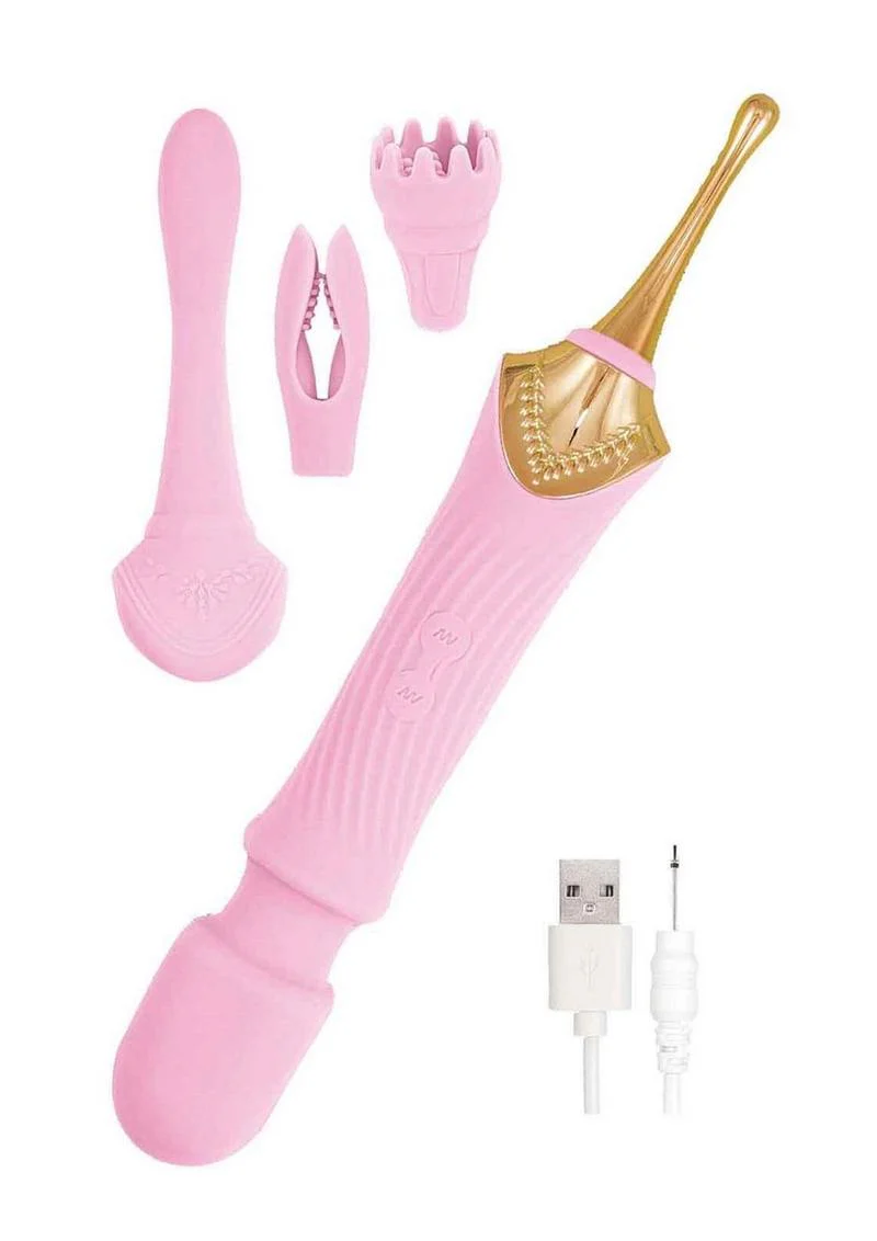 Goddess Pink Elegance Rechargeable Silicone Dual End Massager - Image 3