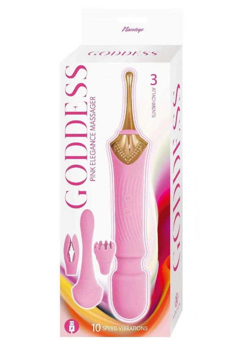 Goddess Pink Elegance Rechargeable Silicone Dual End Massager - Image 4
