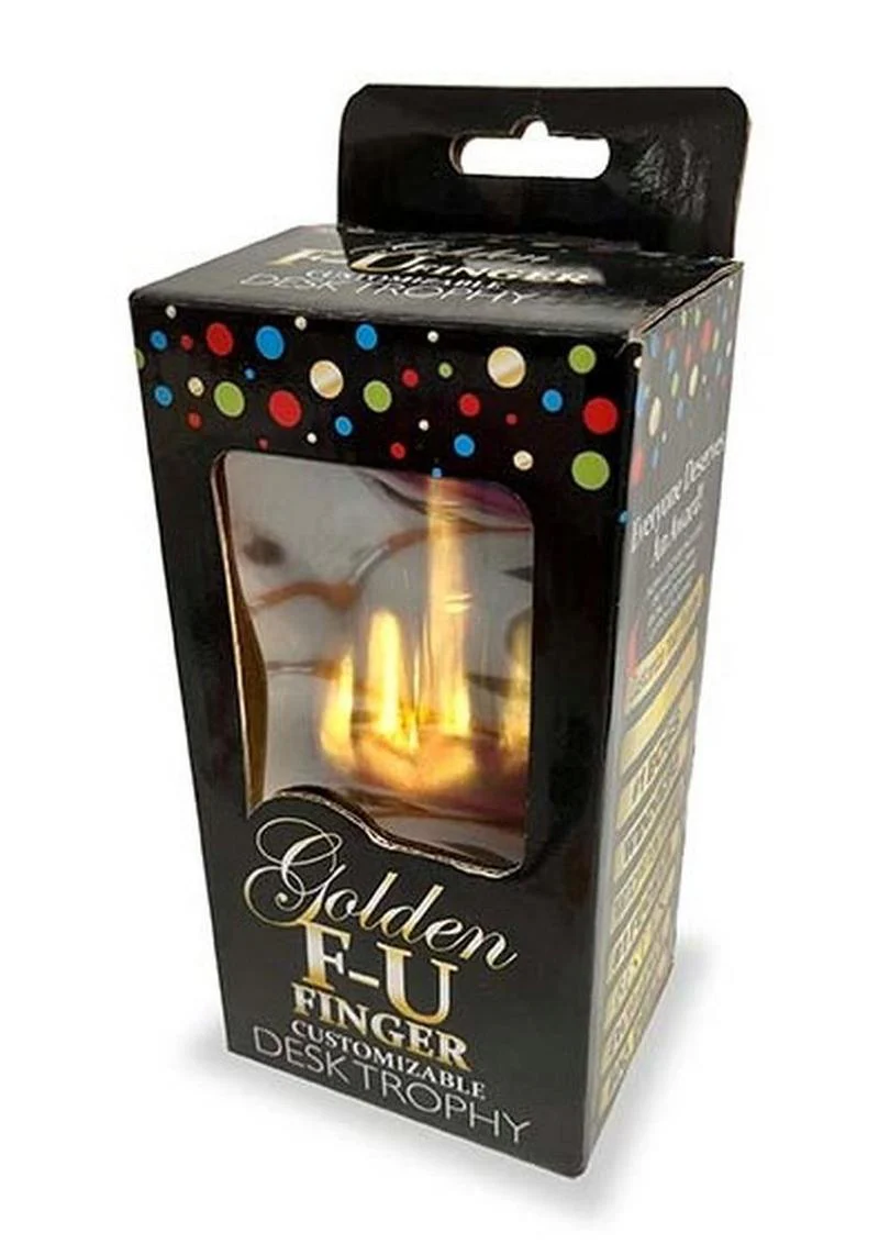 Golden F-U Finger Customizable Desk Trophy Fun Gift - Image 2