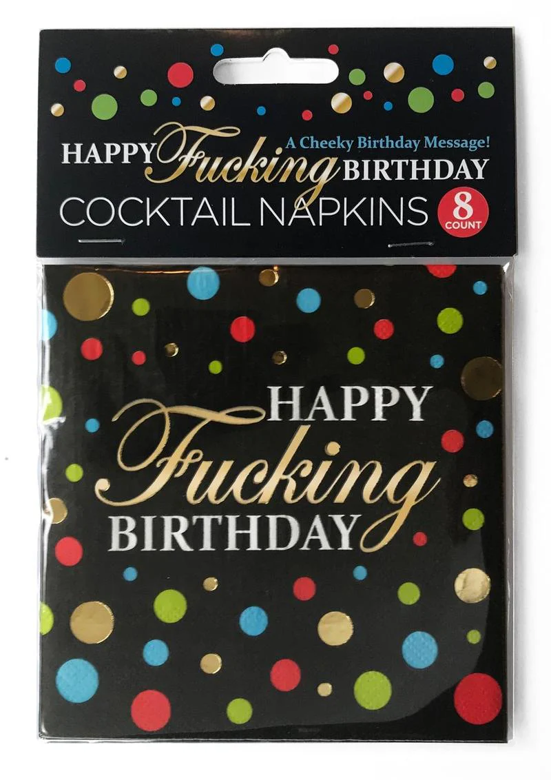 Happy Fucking Birthday Cocktail Napkins 8-Count Cheeky Design - Image 2