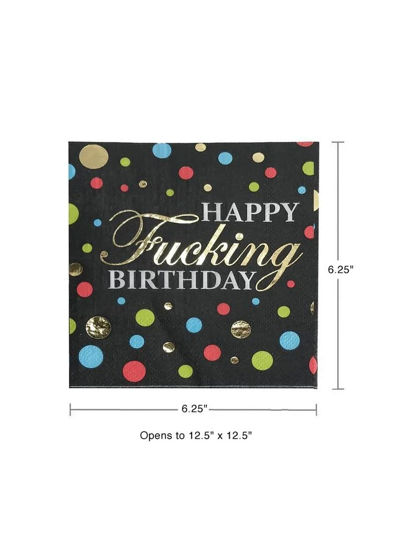 Happy Fucking Birthday Cocktail Napkins 8-Count Cheeky Design - Image 3