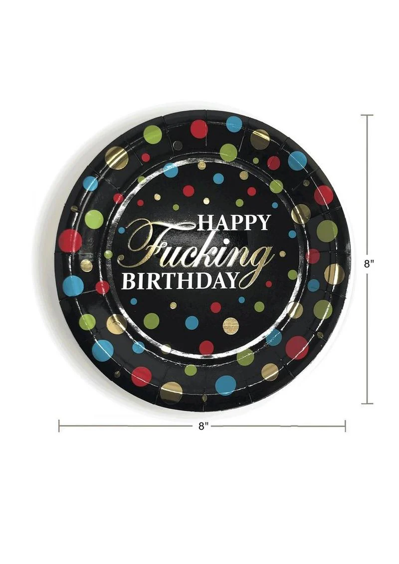 Happy Fucking Birthday Party Plates 8 Count Cheeky Design - Image 2