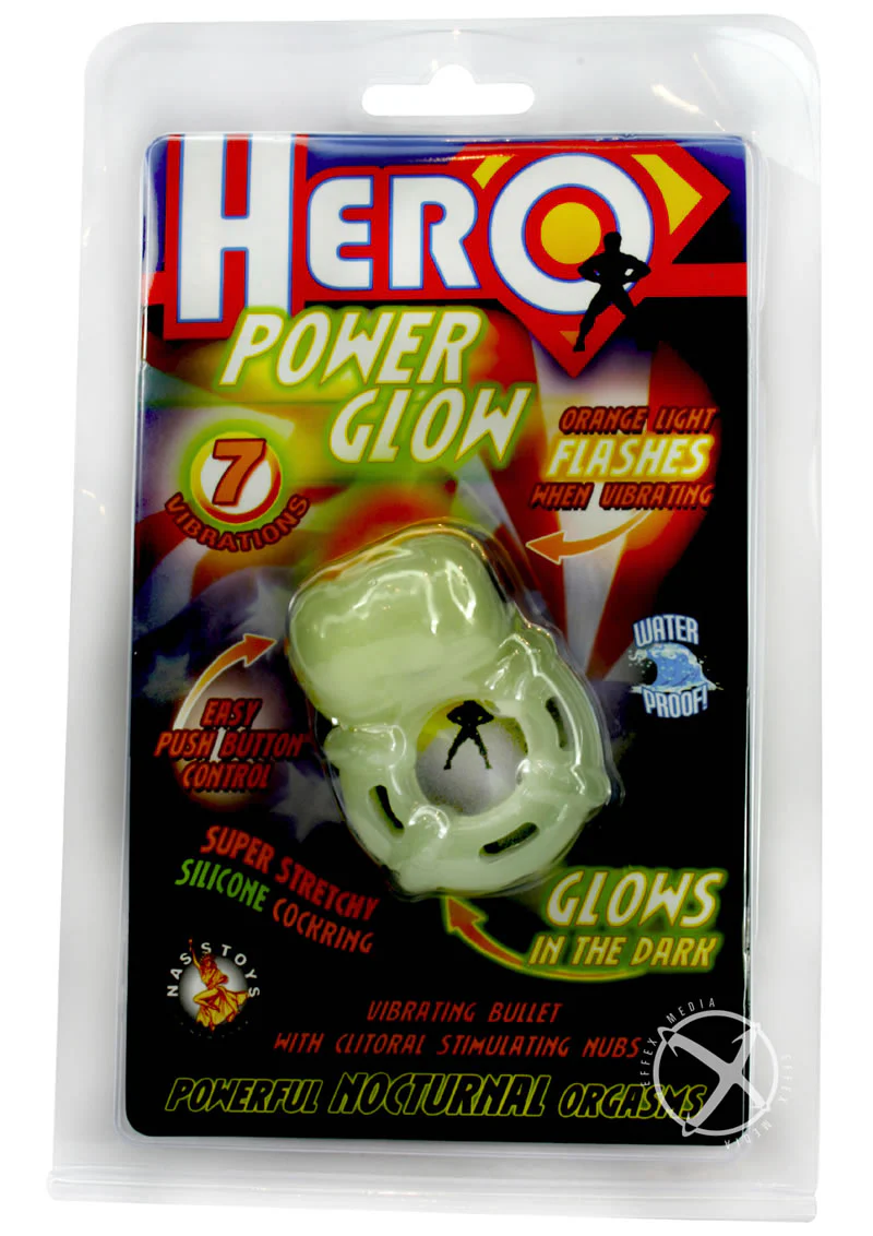 Hero Power Glow Vibrating Silicone Cock Ring - Image 2