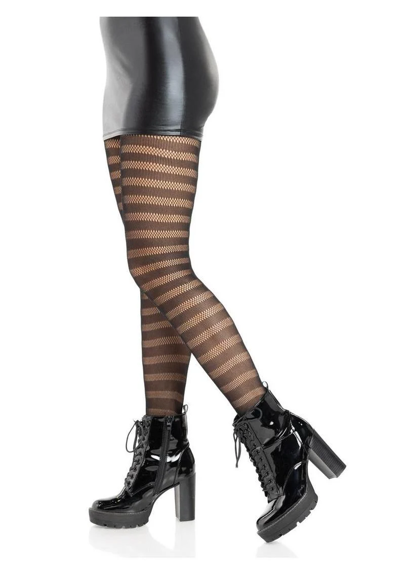Horizontal Striped Net Tights - Image 3