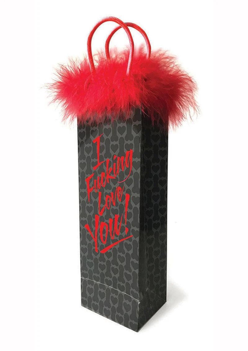 I Fucking Love You Gift Bag Red Feather Trim Fun Gift Packaging - Image 2