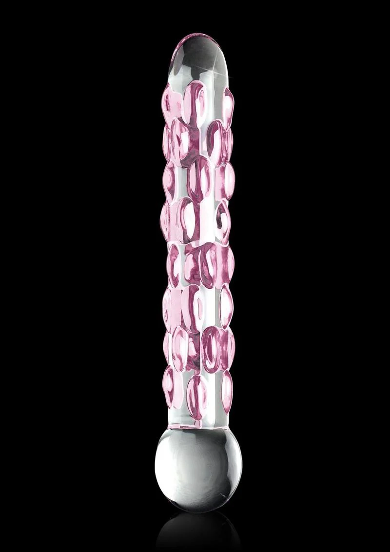 Icicles Hand Blown Clear And Purple Textured Glass Dildo - Image 2