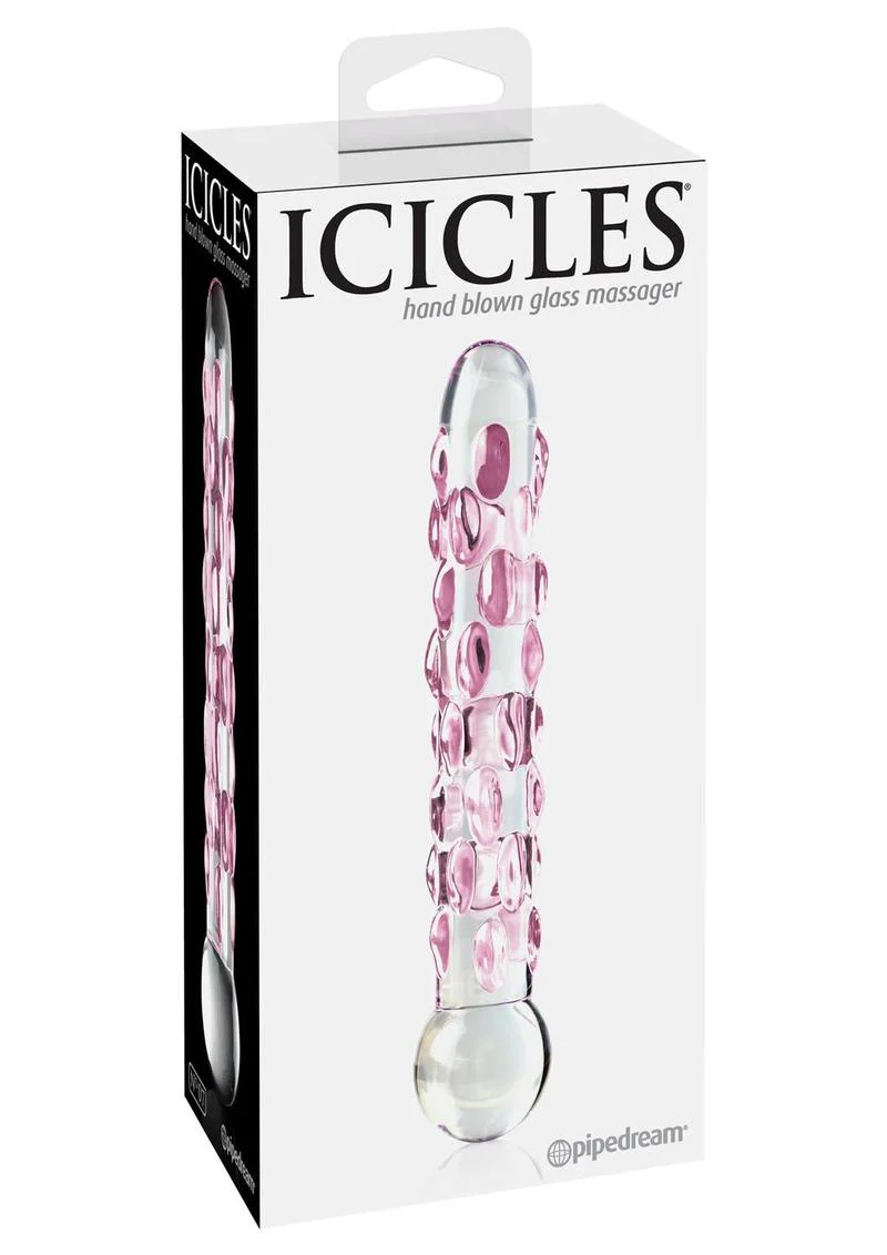 Icicles Hand Blown Clear And Purple Textured Glass Dildo - Image 3