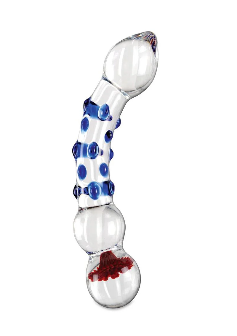 Icicles No. 18 Textured Glass Massager with Blue and Red Dots - Image 2