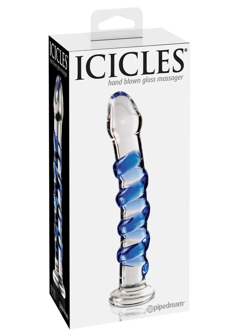 Icicles No. 5 Textured Glass Dildo with Spiral Design - Image 3