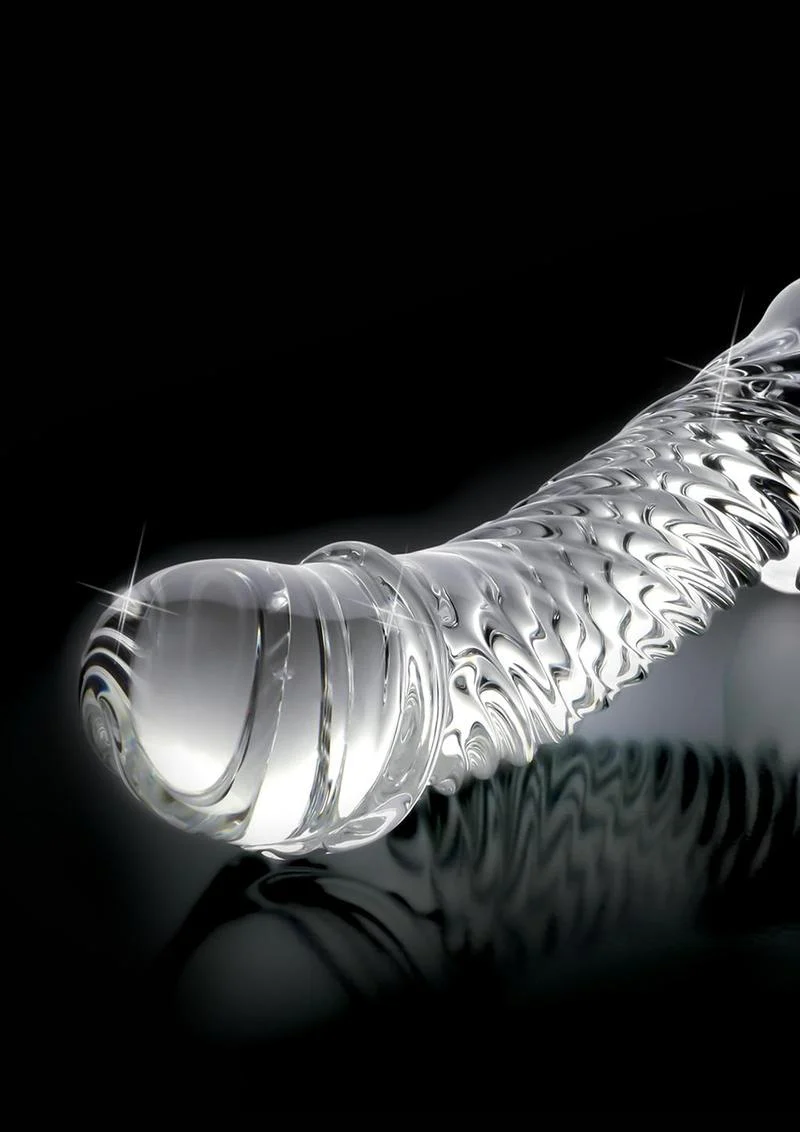 Icicles No. 61 Textured Glass G-Spot Dildo with Balls - Image 2