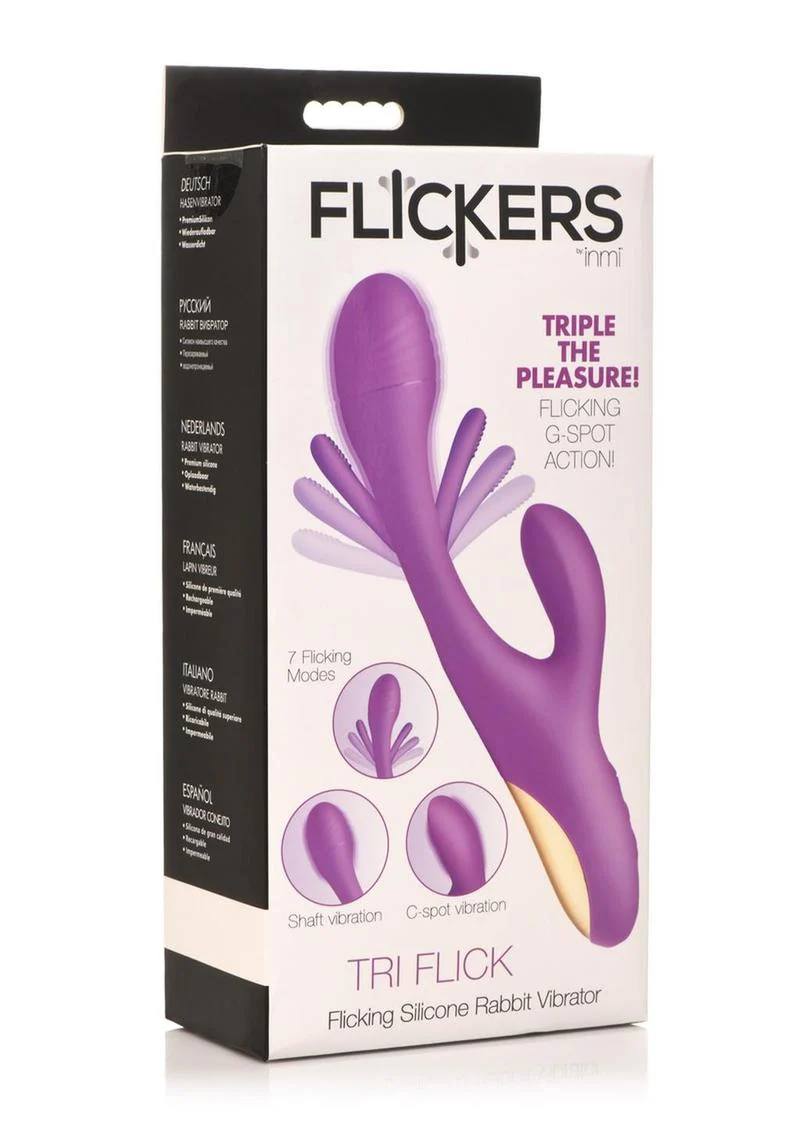 Inmi Tri Flick Flicking Rechargeable Silicone Rabbit Vibrator - Image 4