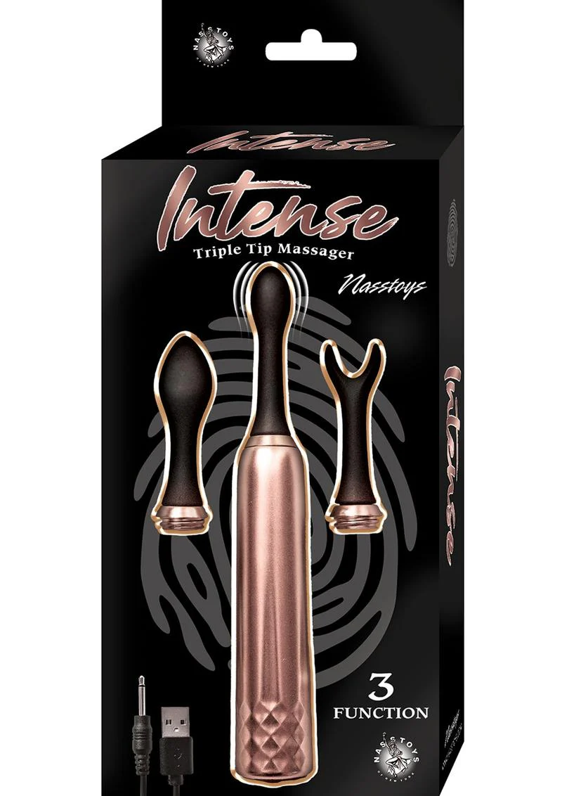 Intense Triple Tip Massager Silicone Rechargeable Set with 3 Functions - Image 4