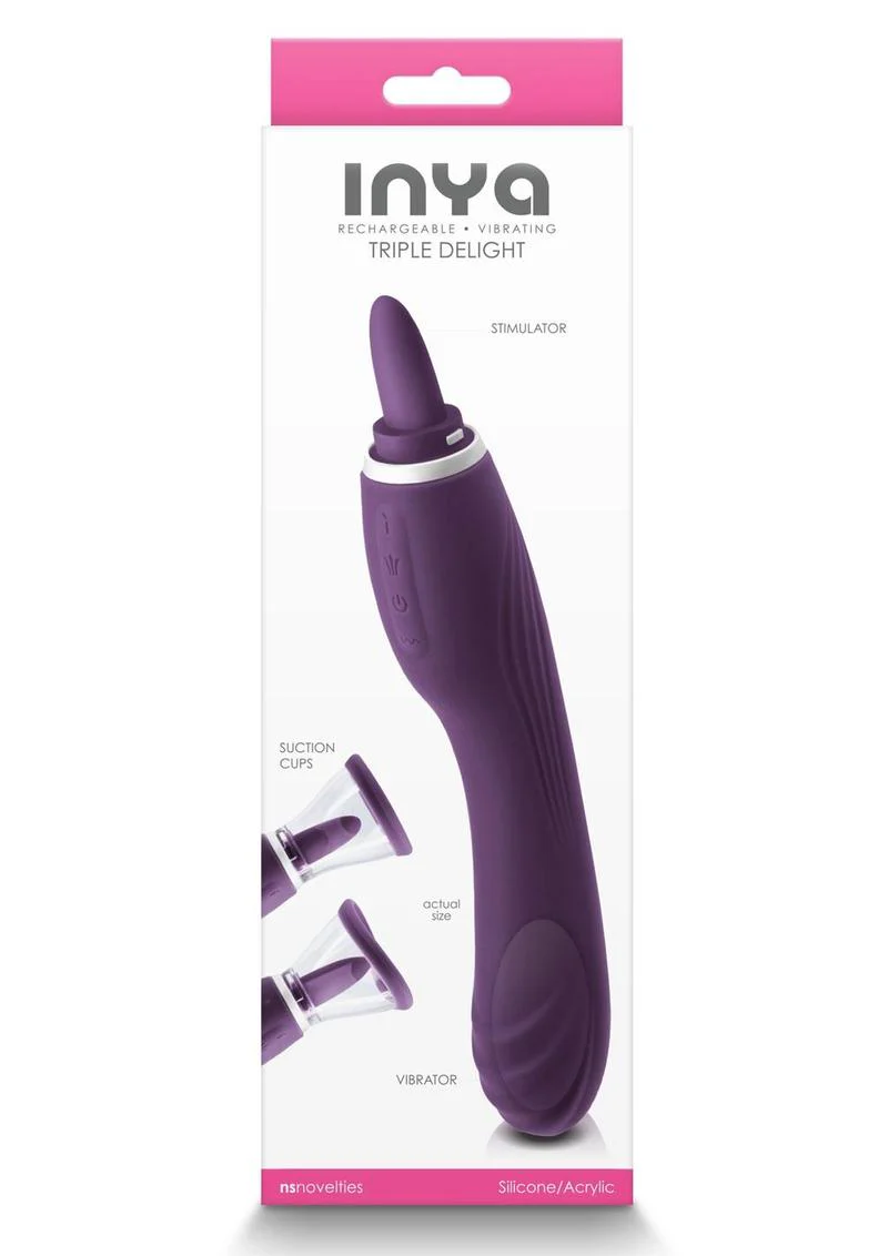 Inya Triple Delight Rechargeable Silicone Vibrator with Suction Cups - Image 3