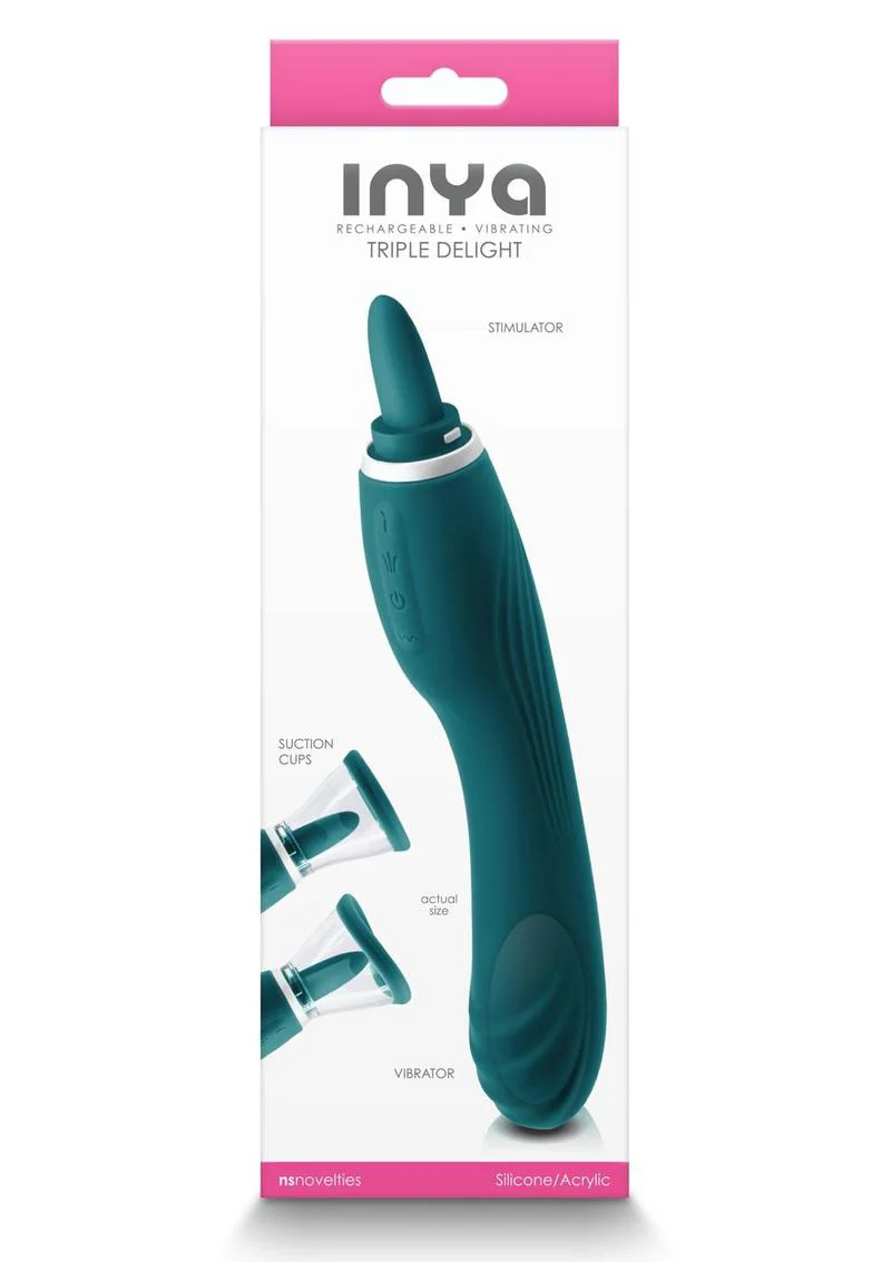 Inya Triple Delight Rechargeable Silicone Vibrator with Suction Cups - Image 5