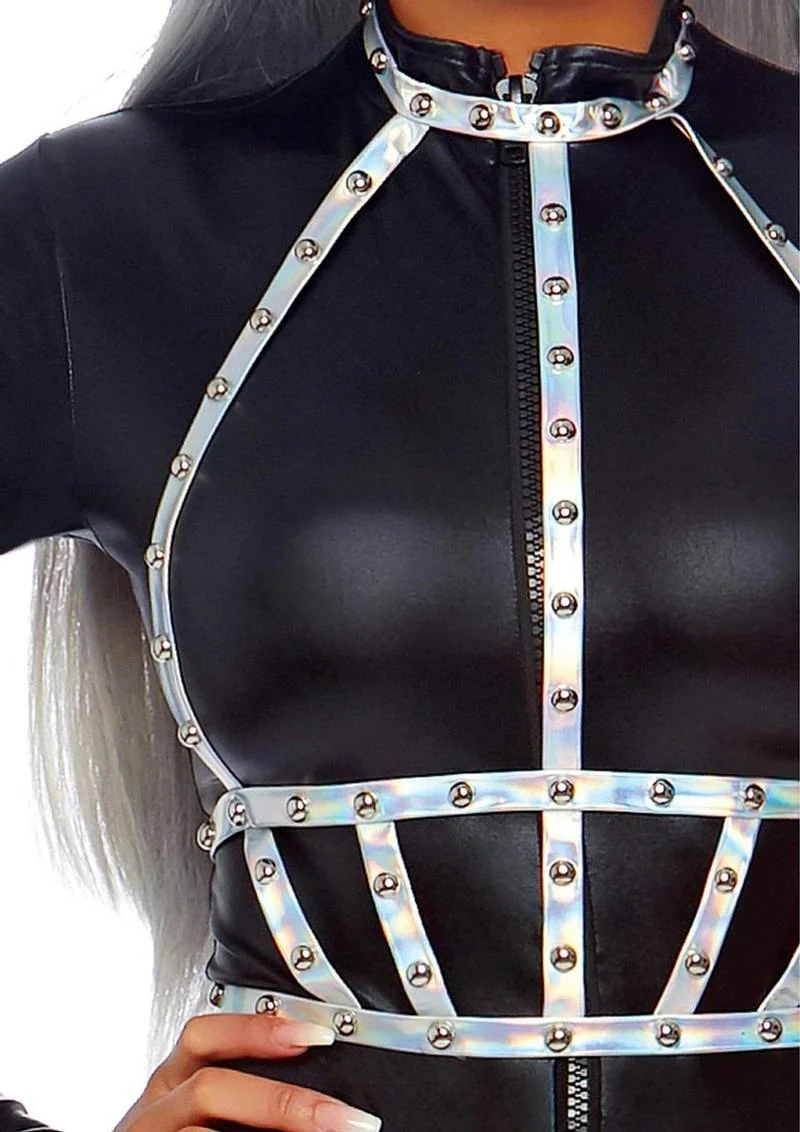 Iridescent Studded Vinyl Body Harness - Image 3