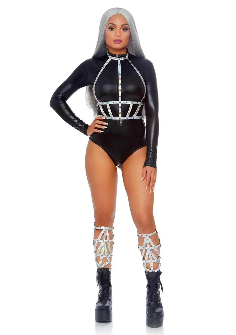 Iridescent Studded Vinyl Body Harness - Image 4