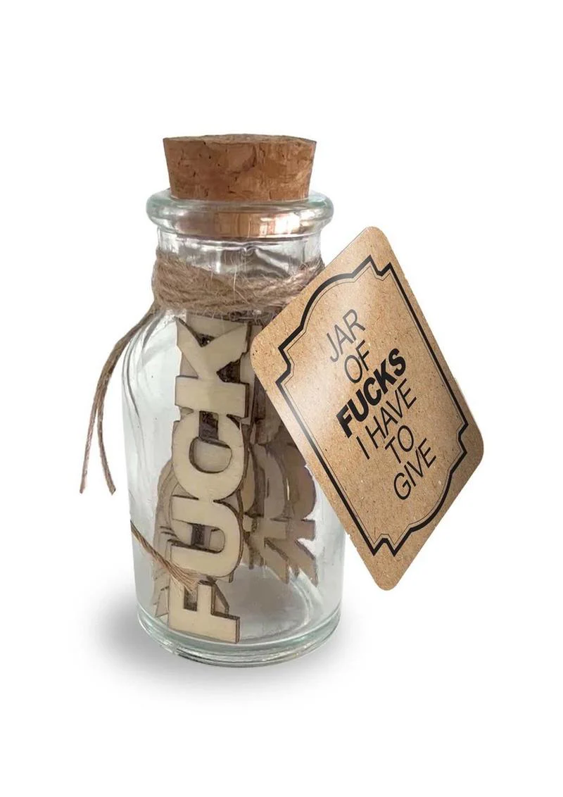 Jar of Fucks I Have to Give Funny Novelty Glass Jar Wooden Tokens - Image 2